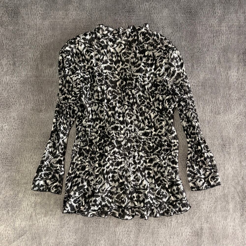 Y2k Notations Ruched Patterned Long Sleeve Blouse - image 4